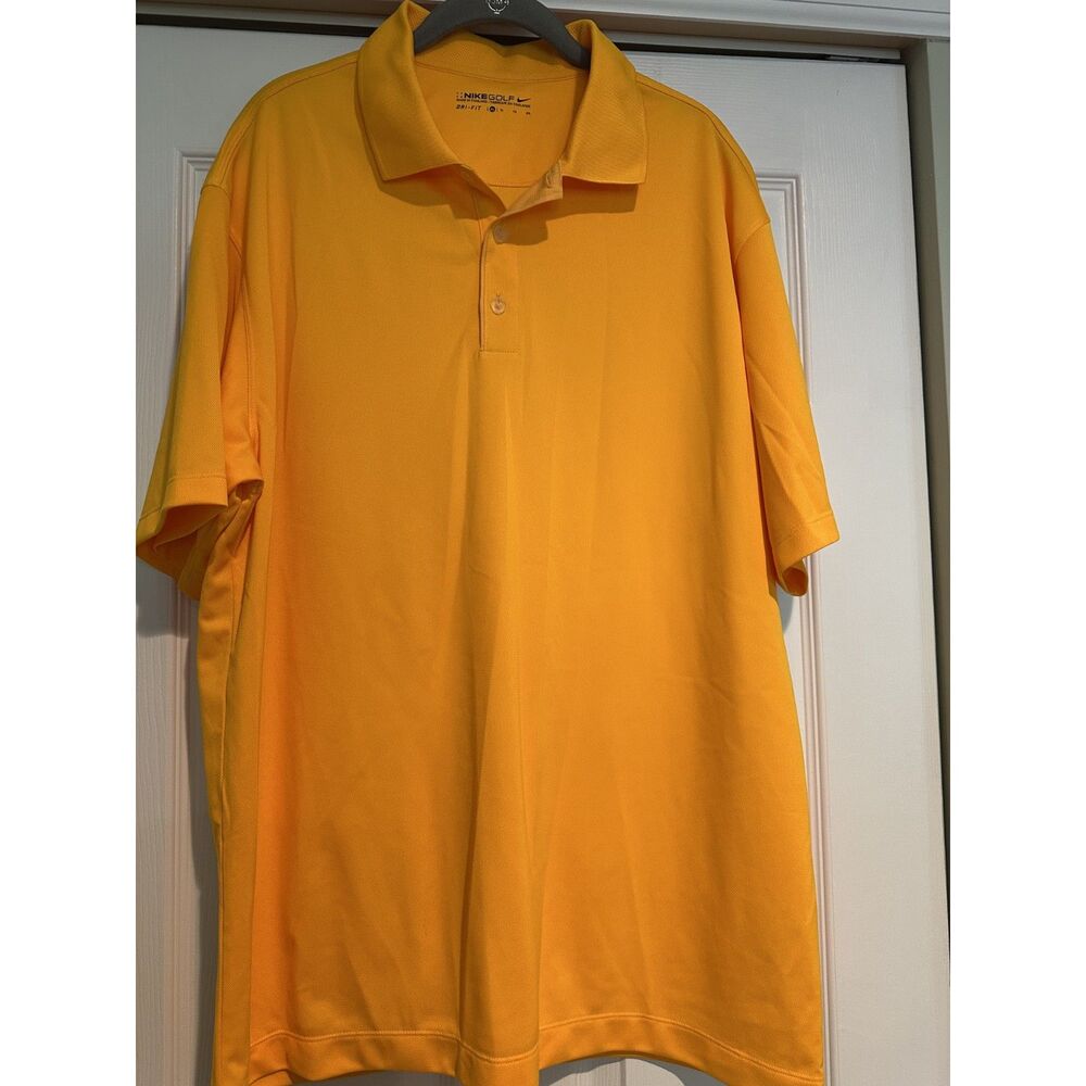 Nike Golf Mens Dri-FIT Short Sleeve Polo Shirt XL Yellow Gold Swoosh Logo